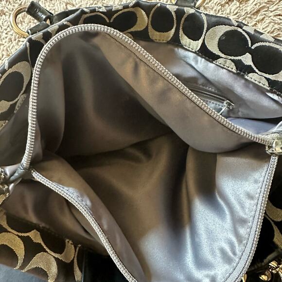 Coach | Black and Gray Ashley Signature Sateen Carryall Bag Mom Bag Travel - Picture 10 of 16